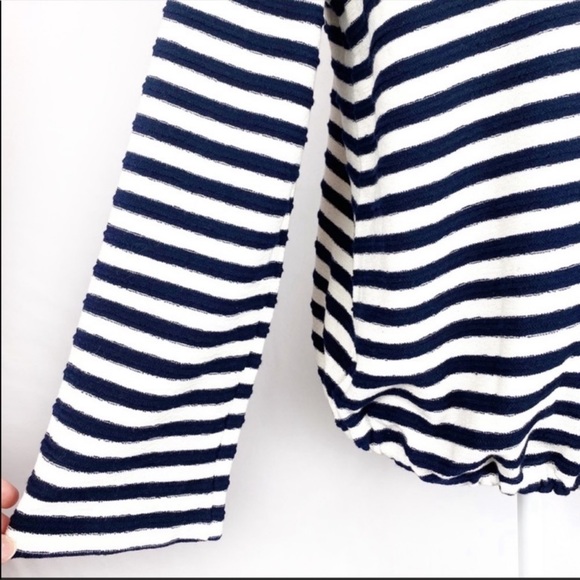NWT Loft Navy White TerryCloth Cinch Striped Tie Sweater XS - Picture 5 of 8